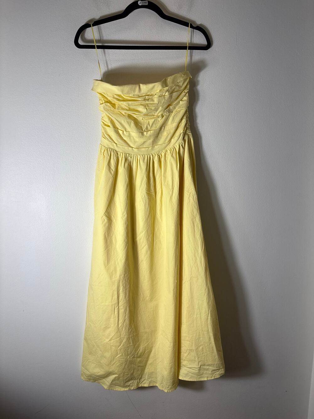 WAYF Yellow Strapless Cotton A-Line Maxi Dress Sz S